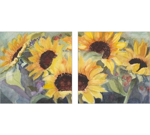 Sunflowers in Watercolor  2 Piece Art Print Set by Sandra Iafrate