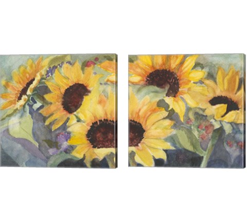 Sunflowers in Watercolor  2 Piece Canvas Print Set by Sandra Iafrate