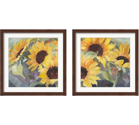 Sunflowers in Watercolor  2 Piece Framed Art Print Set by Sandra Iafrate