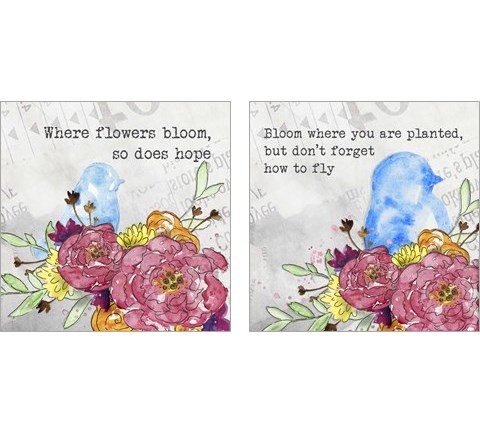 Bloom & Fly 2 Piece Art Print Set by Catherine McGuire