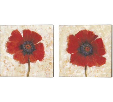 Red Poppy Portrait 2 Piece Canvas Print Set by Timothy O'Toole