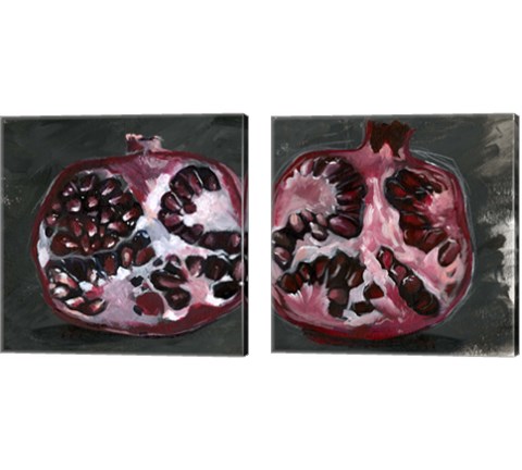 Pomegranate Study on Black 2 Piece Canvas Print Set by Jennifer Parker