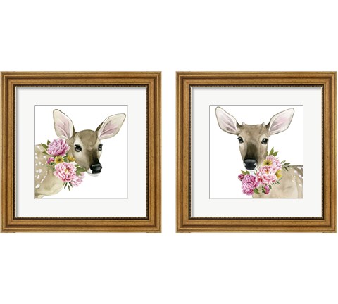 Deer Spring 2 Piece Framed Art Print Set by Grace Popp