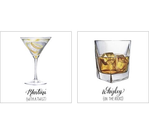 Classic Happy Hour 2 Piece Art Print Set by Grace Popp