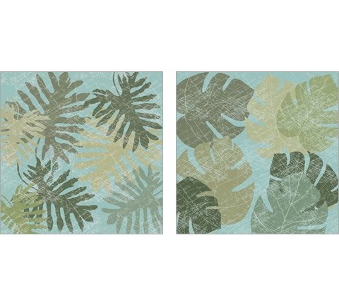 Faded Tropical Leaves 2 Piece Art Print Set by Jade Reynolds