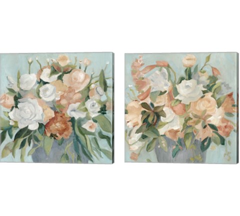 Soft Pastel Bouquet 2 Piece Canvas Print Set by Emma Scarvey