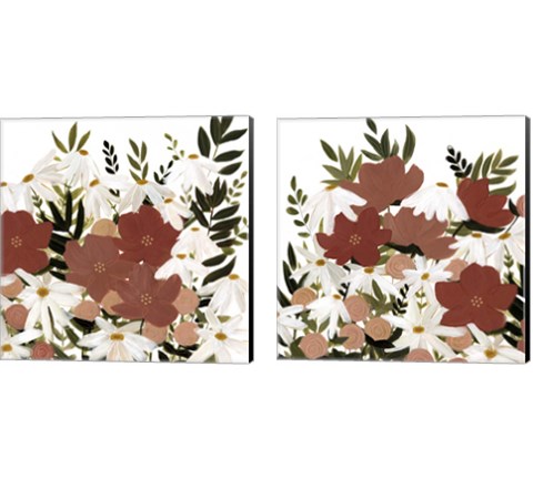 Terracotta Wildflowers 2 Piece Canvas Print Set by Emma Scarvey