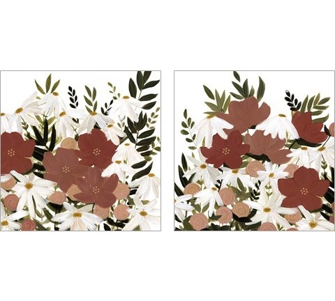 Terracotta Wildflowers 2 Piece Art Print Set by Emma Scarvey