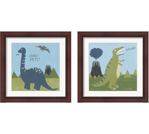 Dino-mite 2 Piece Framed Art Print Set by June Erica Vess