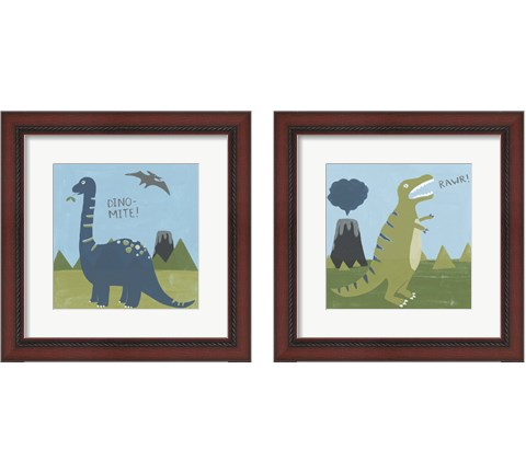 Dino-mite 2 Piece Framed Art Print Set by June Erica Vess