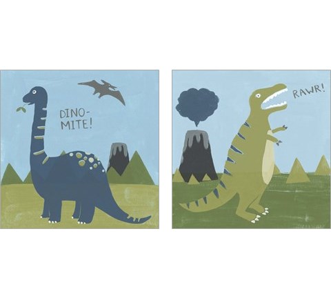 Dino-mite 2 Piece Art Print Set by June Erica Vess