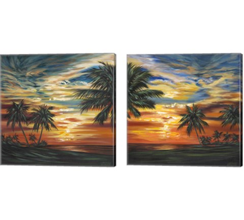 Stunning Tropical Sunset 2 Piece Canvas Print Set by Carolee Vitaletti