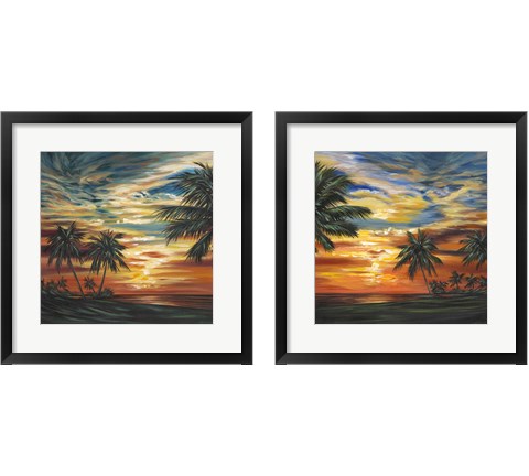 Stunning Tropical Sunset 2 Piece Framed Art Print Set by Carolee Vitaletti