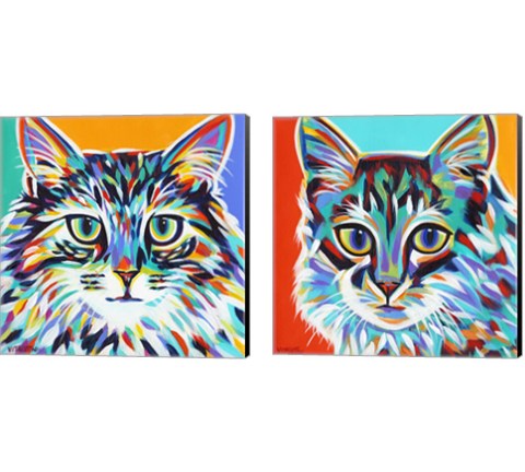 Dramatic Cats 2 Piece Canvas Print Set by Carolee Vitaletti