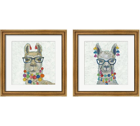 Llama Love with Glasses 2 Piece Framed Art Print Set by Chariklia Zarris