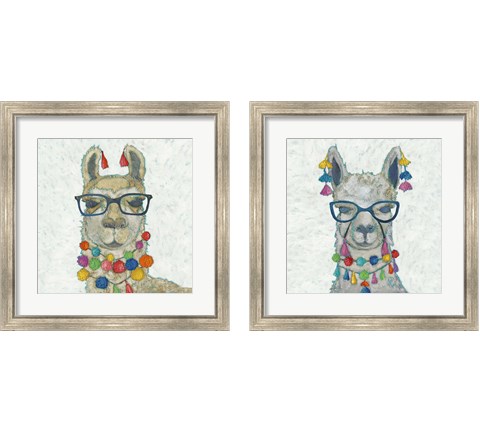 Llama Love with Glasses 2 Piece Framed Art Print Set by Chariklia Zarris