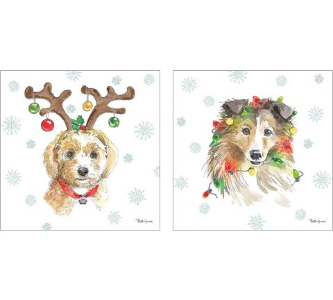 Holiday Paws 2 Piece Art Print Set by Beth Grove