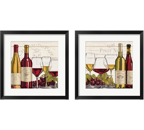 Wine Tasting 2 Piece Framed Art Print Set by Janelle Penner