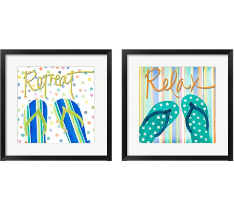 Flip Flop Retreat 2 Piece Framed Art Print Set by Julie DeRice