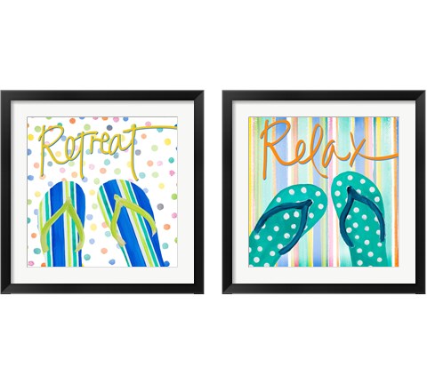 Flip Flop Retreat 2 Piece Framed Art Print Set by Julie DeRice