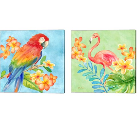 Tropical Paradise Brights 2 Piece Canvas Print Set by Cynthia Coulter