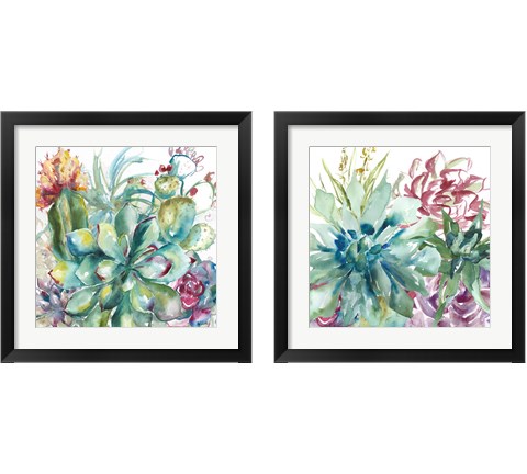 Succulent Garden Watercolor 2 Piece Framed Art Print Set by Tre Sorelle Studios