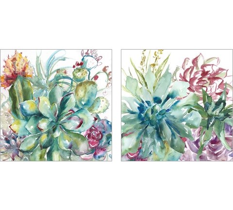 Succulent Garden Watercolor 2 Piece Art Print Set by Tre Sorelle Studios