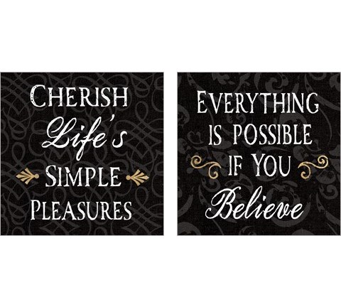 Inspirational Collage on Black 2 Piece Art Print Set by Daphne Brissonnet