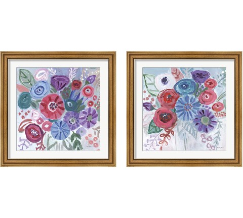 Floral Jewels 2 Piece Framed Art Print Set by Farida Zaman