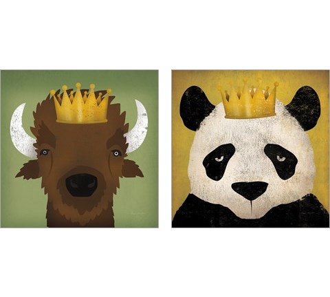 Animal with Crown 2 Piece Art Print Set by Laura Marshall