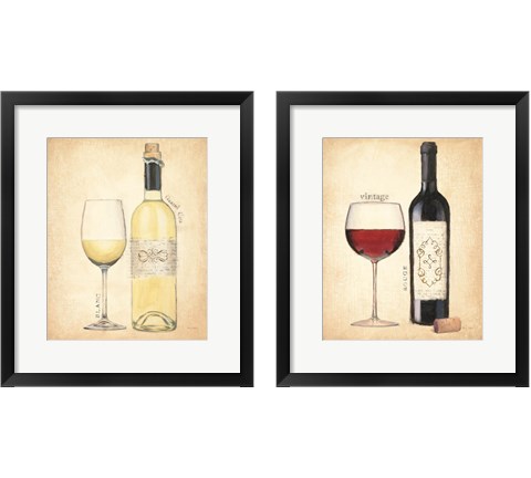White & Red Wine 2 Piece Framed Art Print Set by Emily Adams
