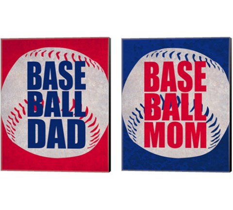 Baseball Dad In Red 2 Piece Canvas Print Set by Sports Mania