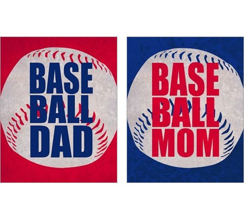 Baseball Dad In Red 2 Piece Art Print Set by Sports Mania