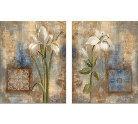 Flower and Tile 2 Piece Art Print Set by Silvia Vassileva