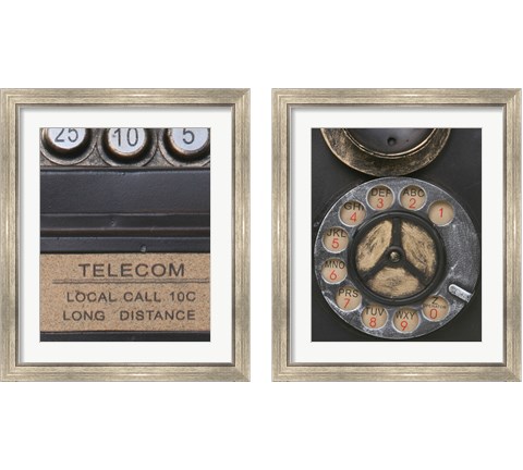Old Vintage Pay Phone 2 Piece Framed Art Print Set