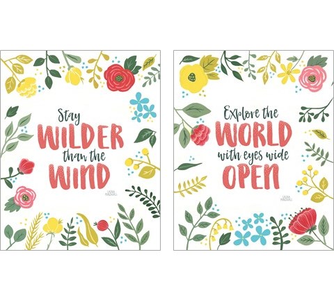Wildflower Daydreams on White 2 Piece Art Print Set by Laura Marshall