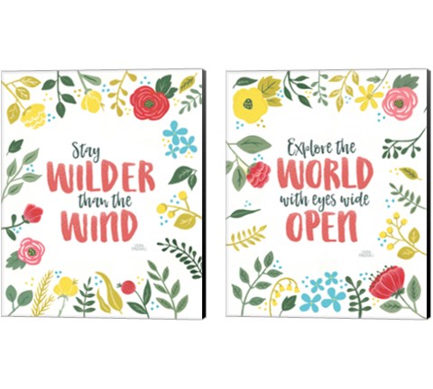 Wildflower Daydreams on White 2 Piece Canvas Print Set by Laura Marshall