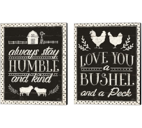 Country Thoughts  Black 2 Piece Canvas Print Set by Janelle Penner