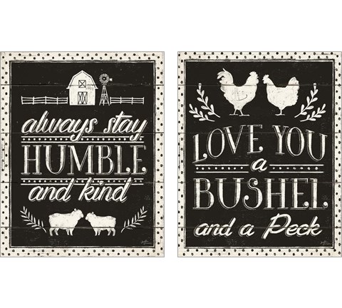 Country Thoughts  Black 2 Piece Art Print Set by Janelle Penner