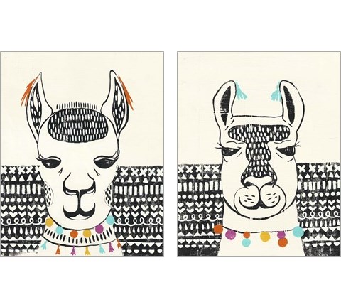 Party Llama 2 Piece Art Print Set by Chariklia Zarris
