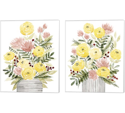 Blush Bouquet 2 Piece Canvas Print Set by Grace Popp