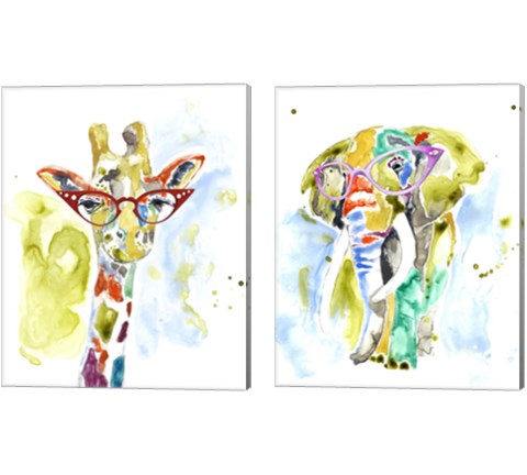 Smarty-Pants Animal 2 Piece Canvas Print Set by Jennifer Goldberger