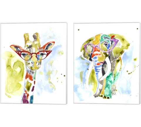 Smarty-Pants Animal 2 Piece Canvas Print Set by Jennifer Goldberger