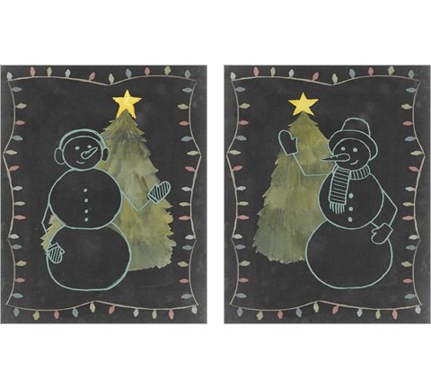 Chalkboard Snowman 2 Piece Art Print Set by Grace Popp
