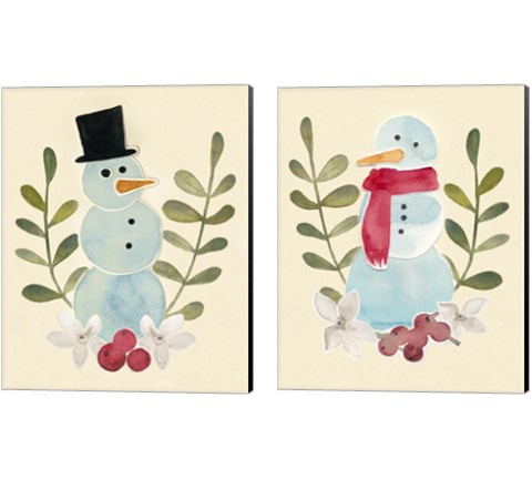 Snowman Cut-out  2 Piece Canvas Print Set by Grace Popp