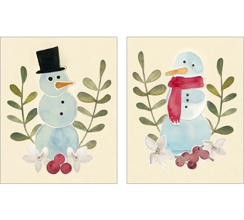 Snowman Cut-out  2 Piece Art Print Set by Grace Popp