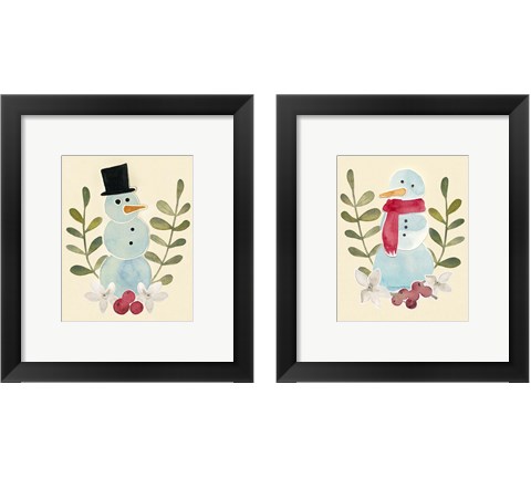 Snowman Cut-out  2 Piece Framed Art Print Set by Grace Popp