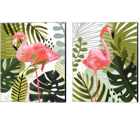 Flamingo Forest 2 Piece Canvas Print Set by Victoria Borges