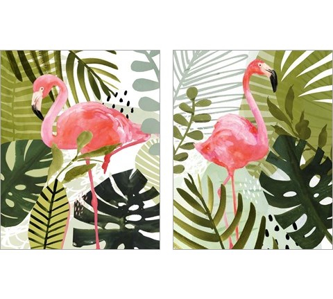 Flamingo Forest 2 Piece Art Print Set by Victoria Borges