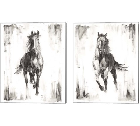 Rustic Black Stallion 2 Piece Canvas Print Set by Ethan Harper
